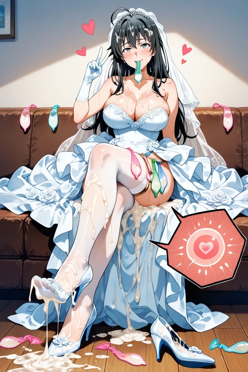 Used Condom Thigh Ring, Mermaid Wedding Dress With Nude Stockings And Pointed Heels, Cum On Body Hentai AI Porn