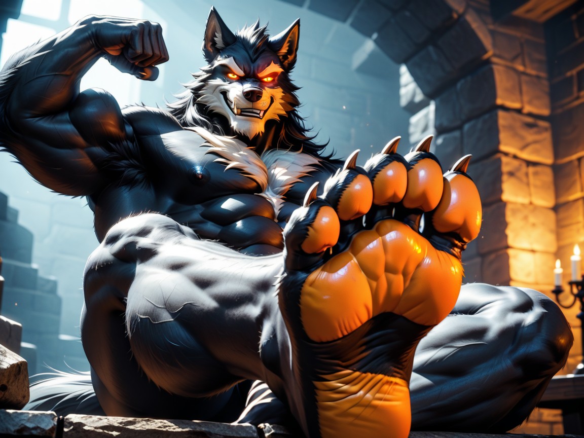 Arms Up Flexing Biceps, Arrogant & Smug, Imperious And Demanding The Viewer Worship His Paws Porno IA Gay