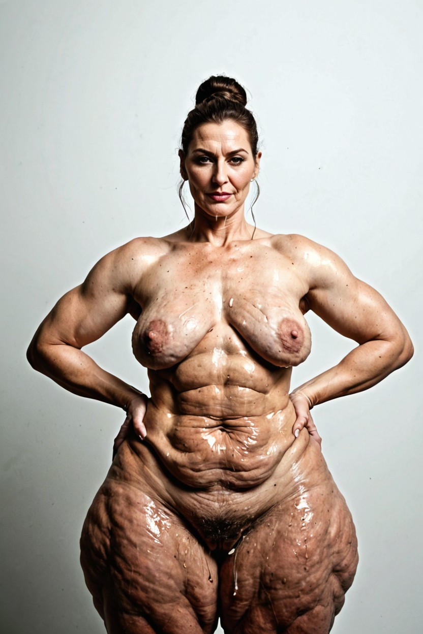 Hyper Massive Gigantic Thighs, Amazon Silhouette, Front View AI Porn