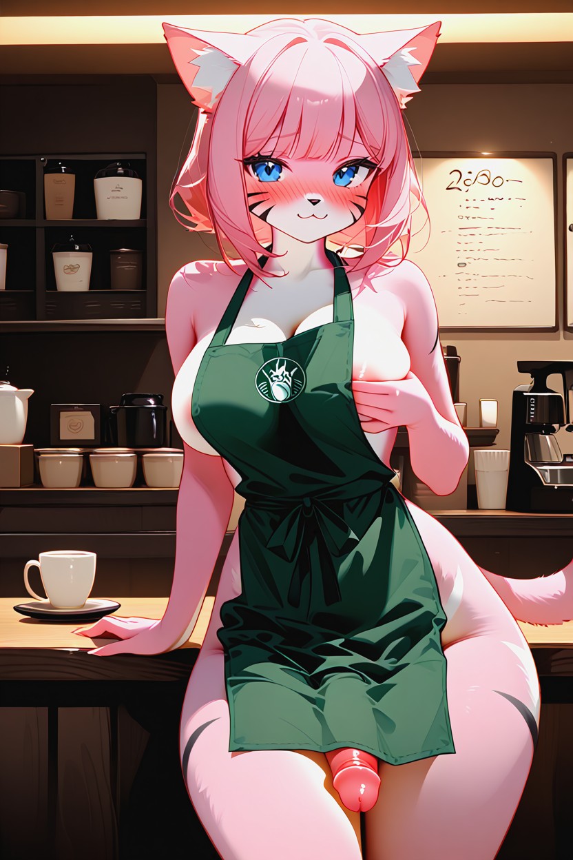 Arousing Scene, Detailed Cozy Background, Futanari Cat Furry AI Porn
