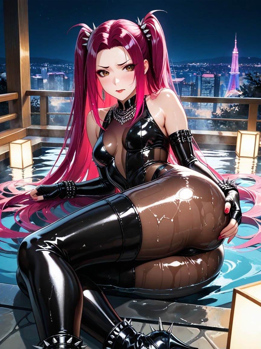 Showing Ass, Beautiful Straight Hair, Panoramic Seoul City View Hentai AI Porn