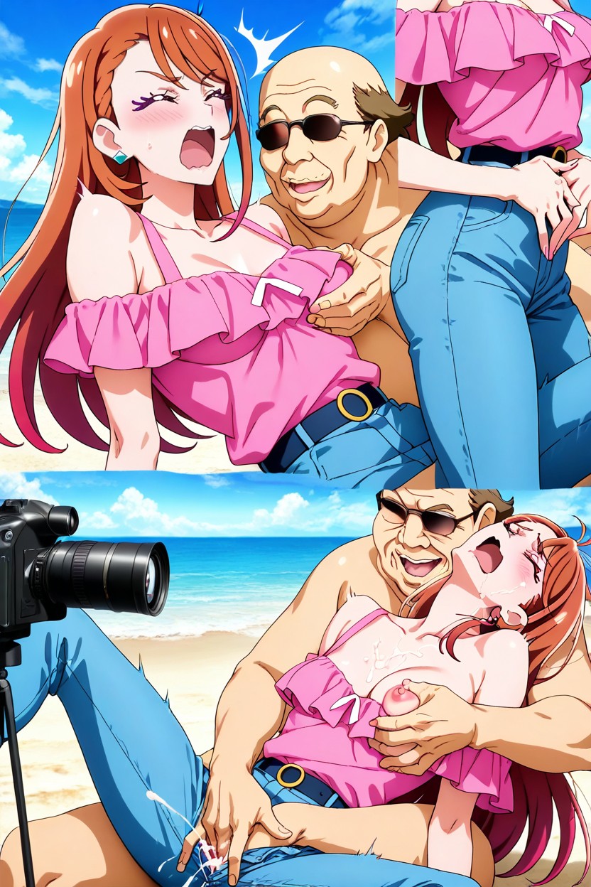Fingering, Brown Hair, Side View Hentai AI Porn