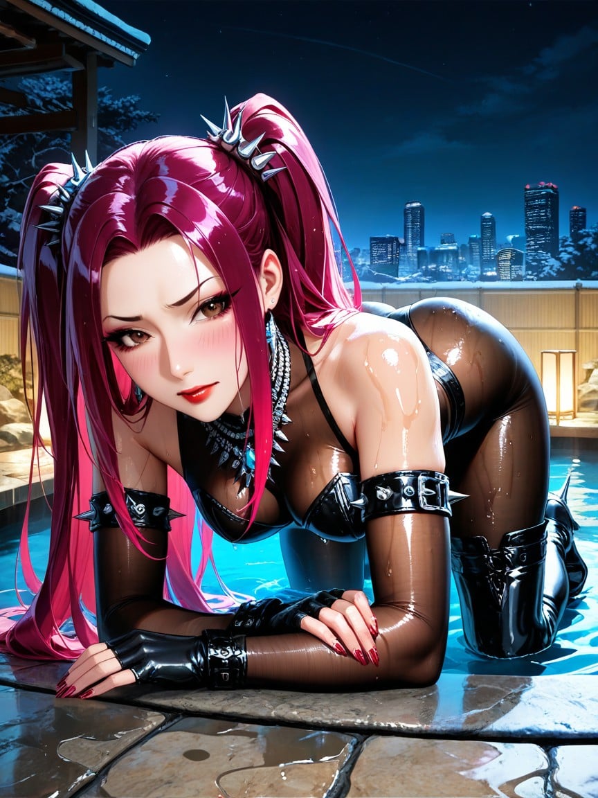 Shy, Cinematic Realism, Panoramic Seoul City View Hentai AI Porn
