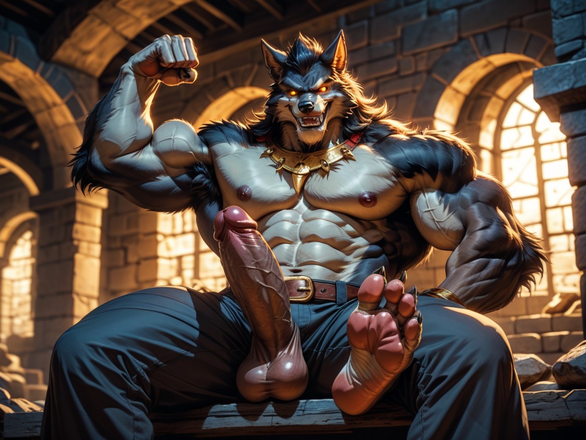 Glowing Eyes, 능글맞은 표정, Imperious And Demanding The Viewer Worship His Paws 게이 AI 포르노