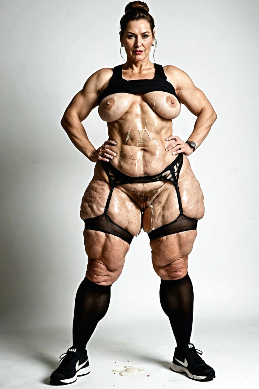 Standing, Extremely Wide And Heavy Buttocks, Chubby And Bulging Hips AI Porn