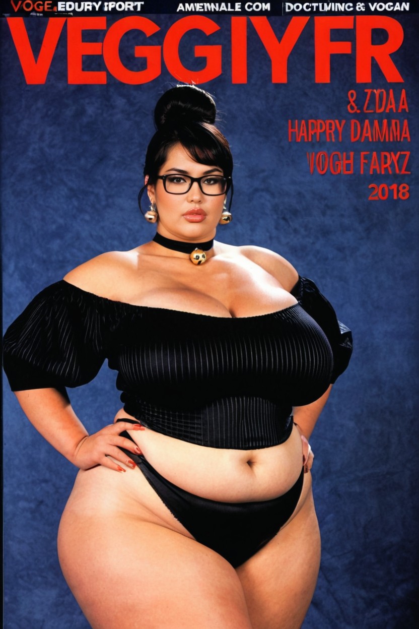 Magazine Cover Background, Large Stage, Vogue-like BBW AI Porn