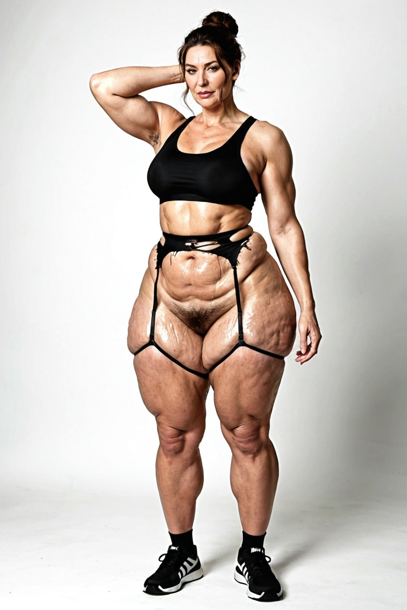Torn Clothes, Black Sports Shoes, Big Legs AI Porn