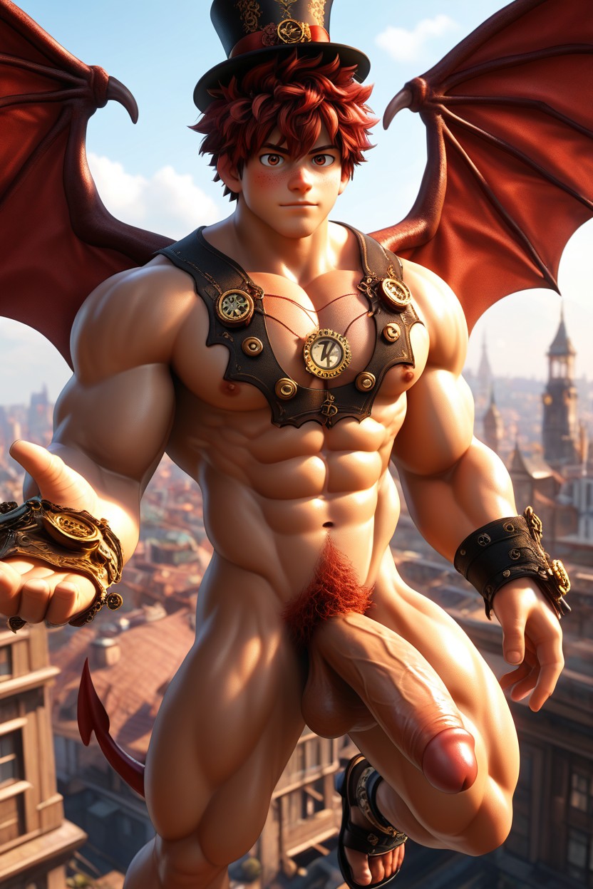 Steampunk Top Hat, Round Ass, Smooth Chest Porno gay IA