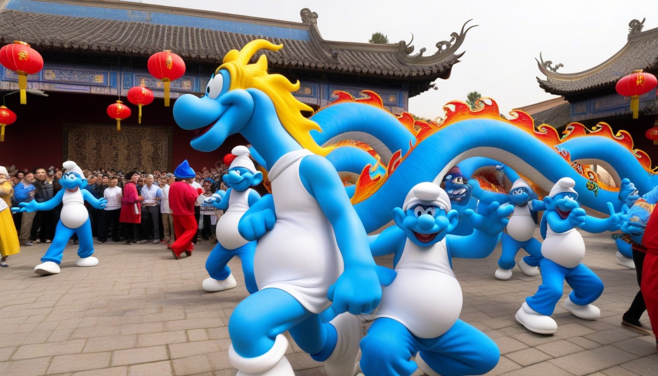 Comic About Smurfs, Comic About Smurfs Watching Chinese New Festives, Side View Porno IA