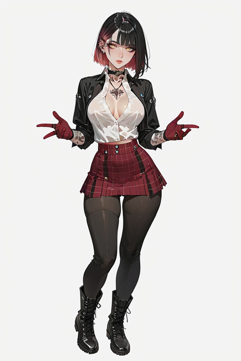 Burgundy Plaid Skirt, Pleasant Face, Perfect Fingers Hentai AI Porn