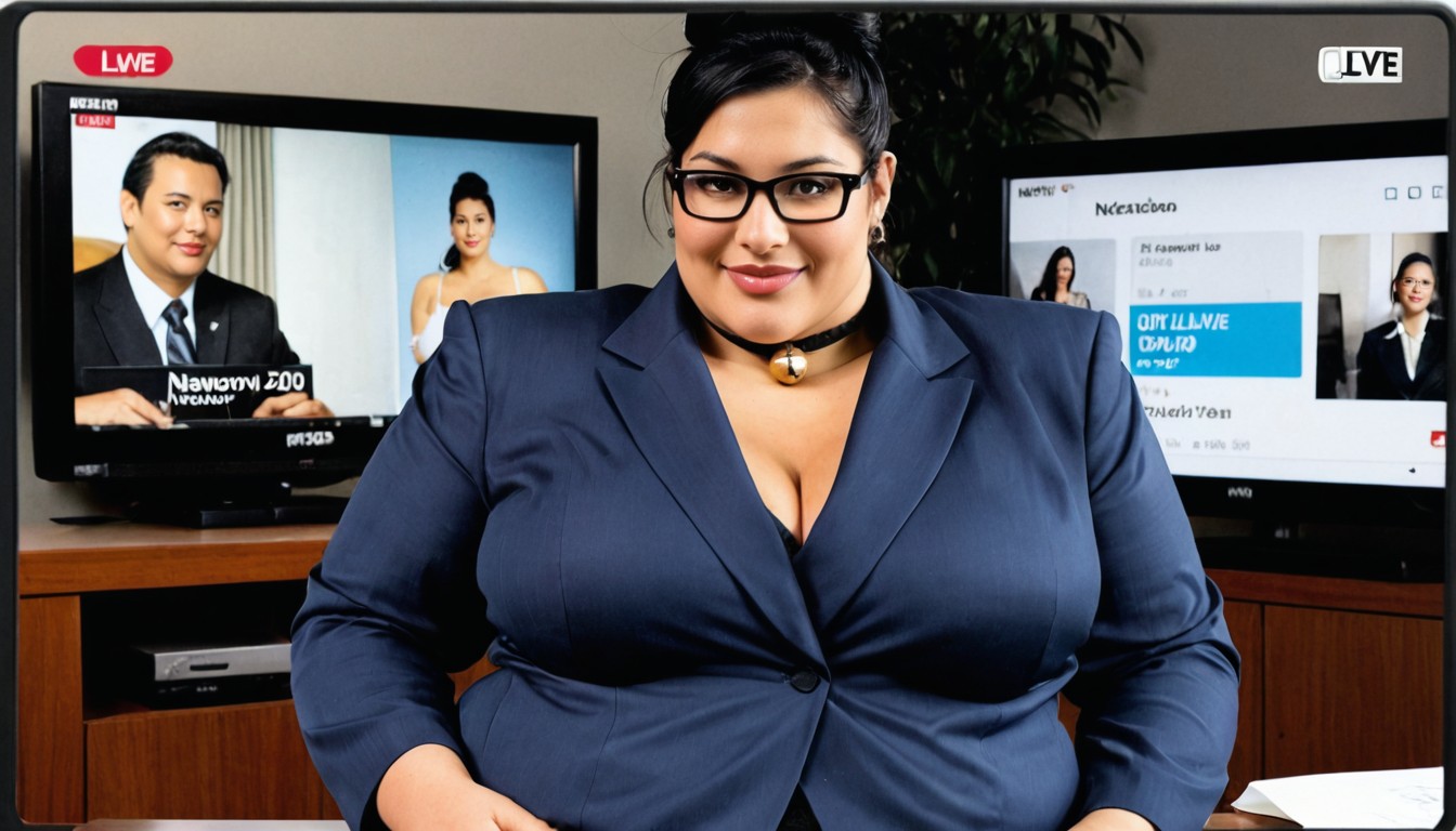 Paper On The Table, Tv Newsroom Studio, High Bun BBW AI Porn