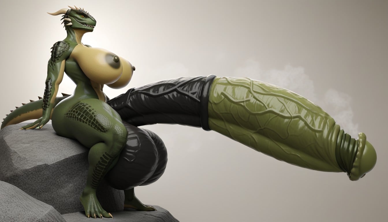 Long, Anthro Lizard, Side View Furry AI Porn