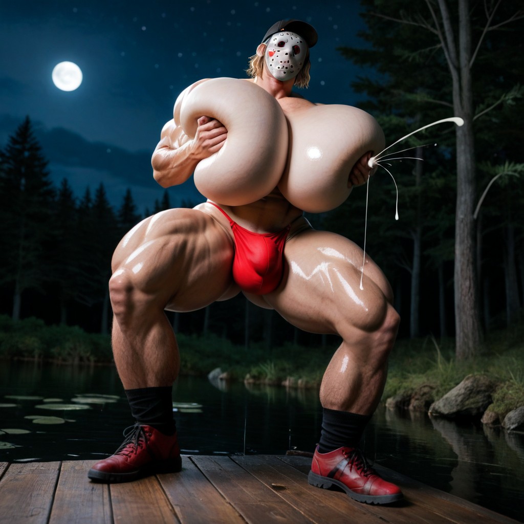 Cosplay, Saisir Les Seins, Jason Voorhees Costume Porno IA Gay