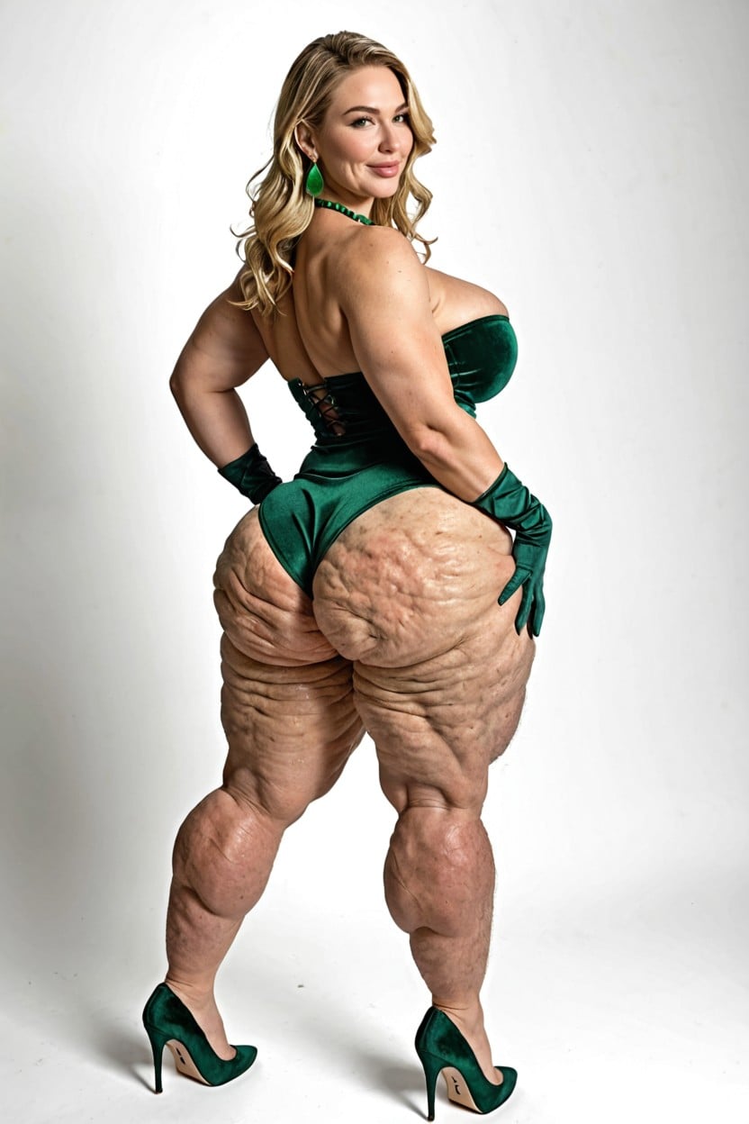 Elbow Length Hunter Green Velvet Gloves, Amazon Body Type, 18+ AI Porn
