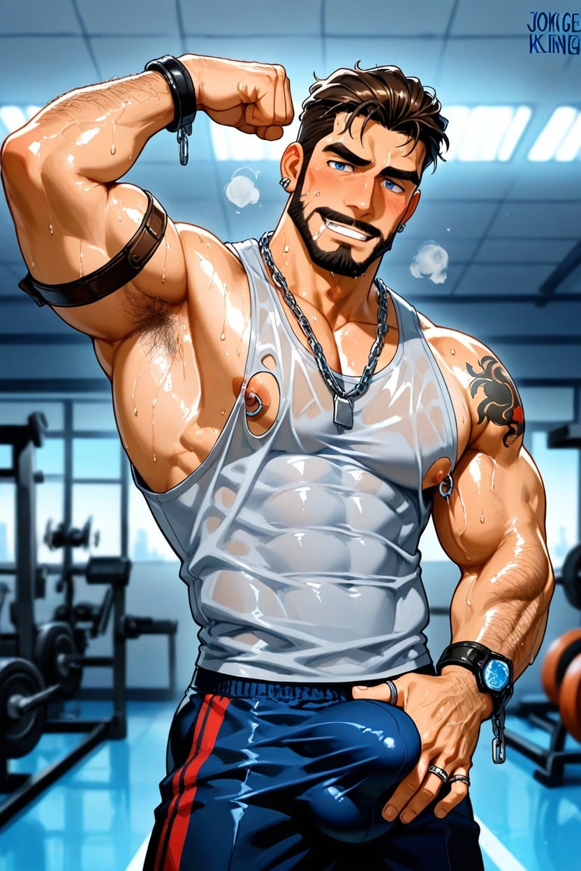 Dynamic Angle Wet Tanktop, Blushing Face, Frat AI Gay Porn