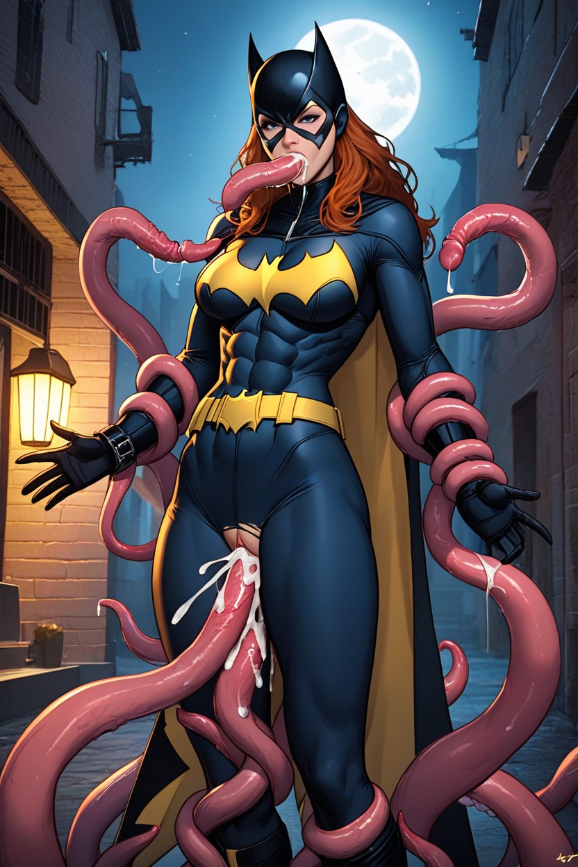 Rounded Breast, Yellow Utility Belt, Arms Wrapped Hentai AI Porn
