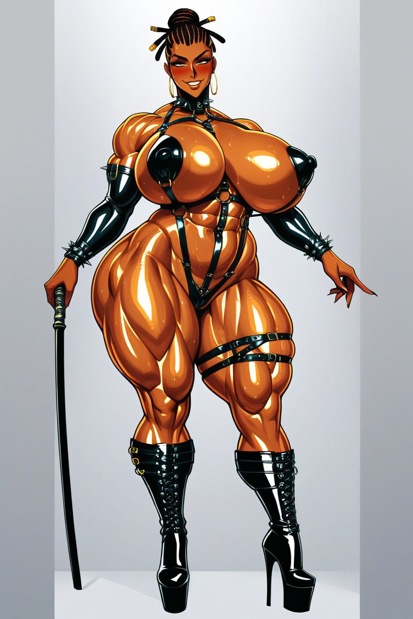 Looking At Viewer, Sucked In Belly, Big Round Breasts Hentai AI Porn