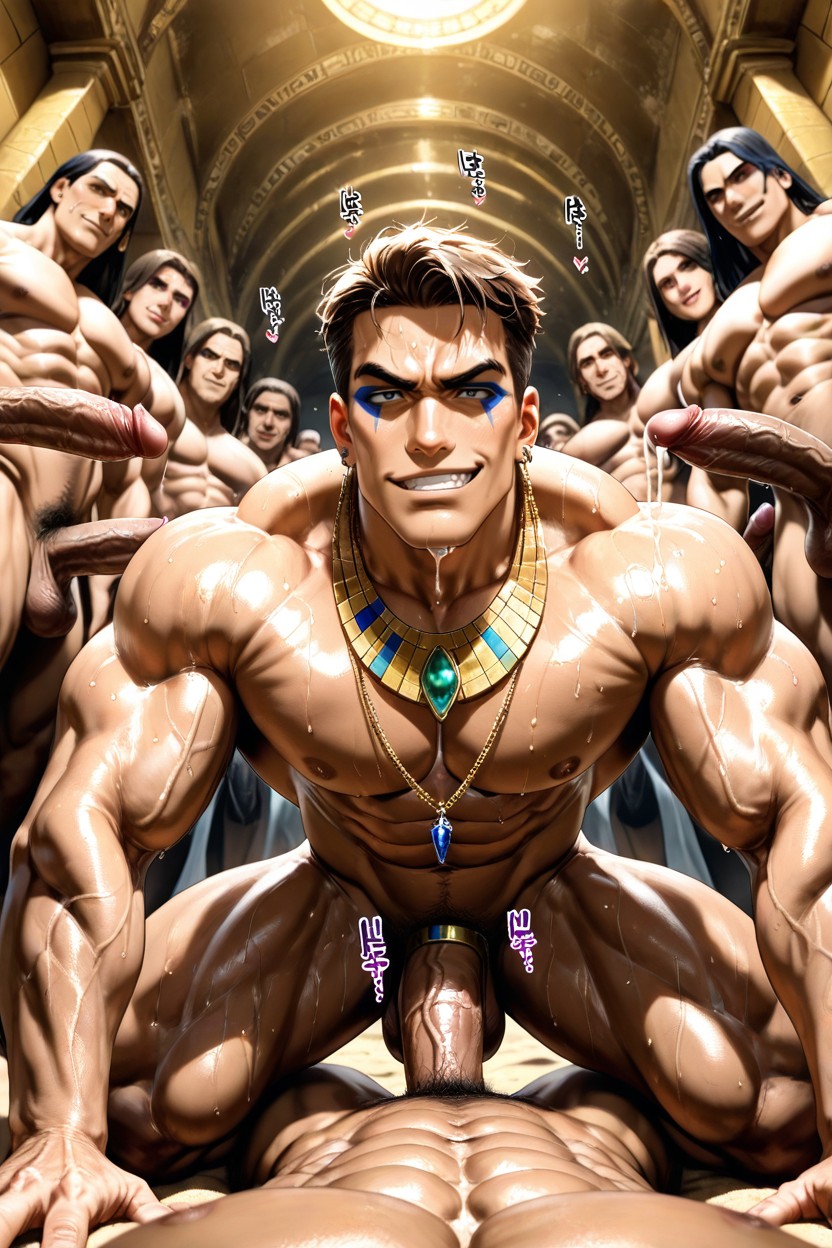 Musclé, Massive Cum Spurting Upwards, En Sueur Porno IA Gay