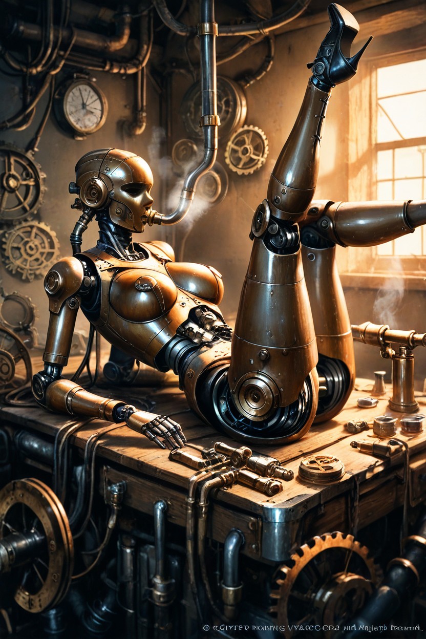 Copper Wiring, Legs Spread, Punk Workshop Hentai AI Porn