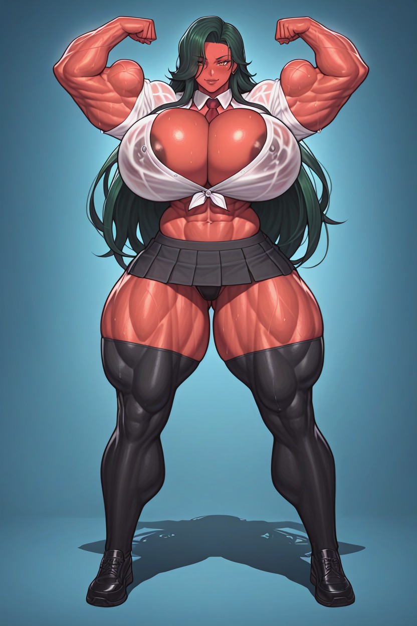 Gigantic Muscle Trapezius, Defined Abs, Unbuttoned Hentai AI Porn