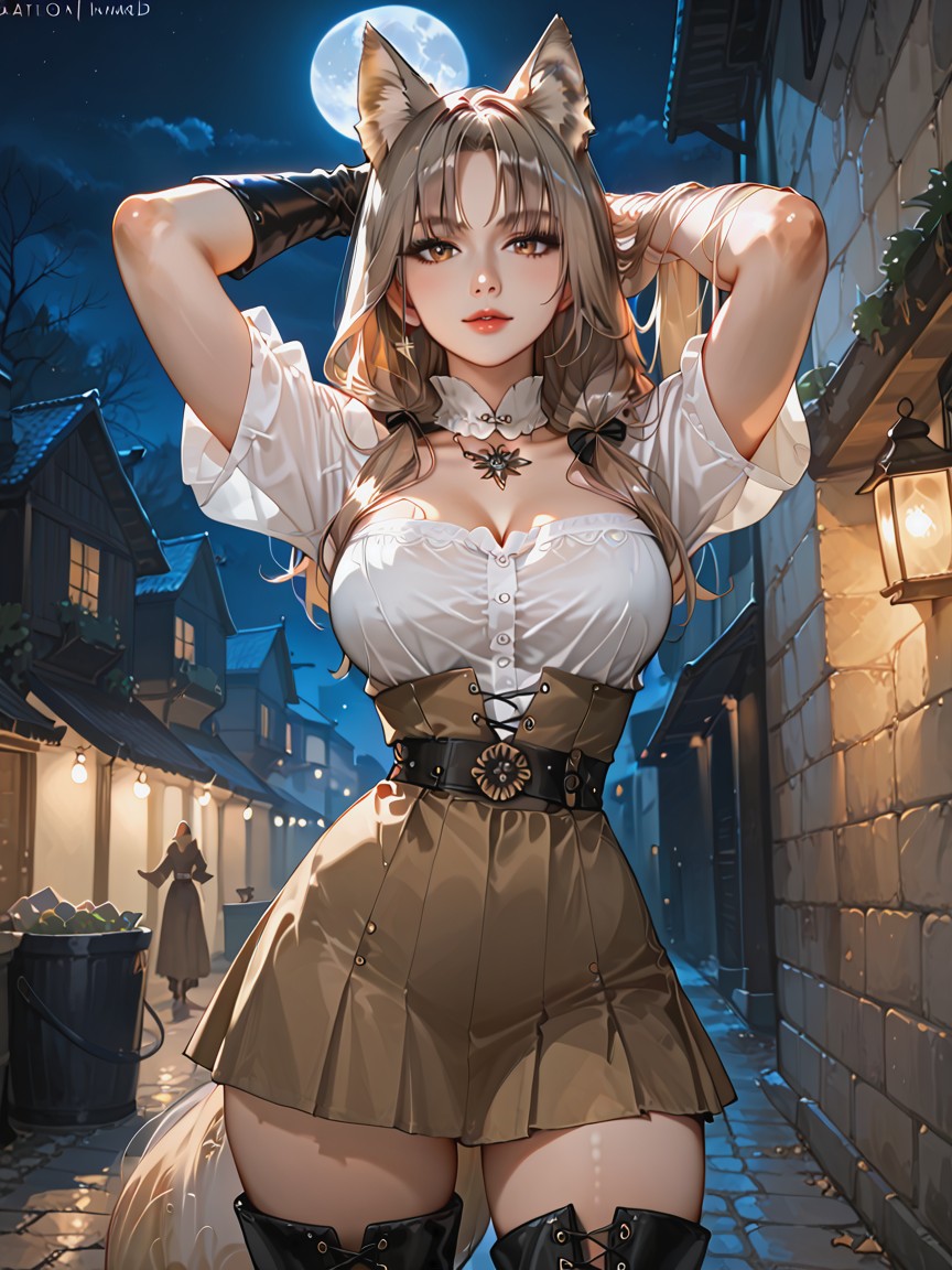 Light Brown Hair, Model, Wide Angle AI Porn