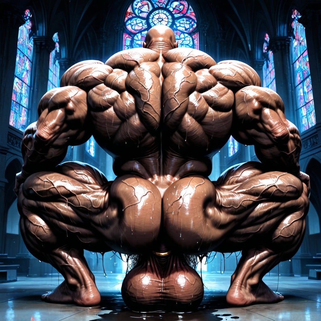 Hyper Balls, Dim Light, Extreme Hairy Legs Muscle Structure Porno IA Gay