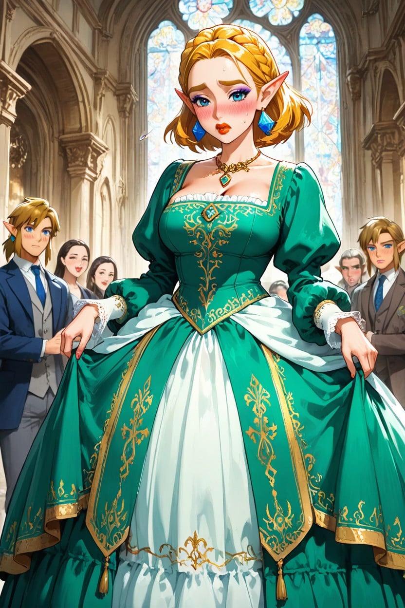 Link From Legend Of Zelda, Male Link Wearing Beautiful Princess Dress, Male  Link AI Porn