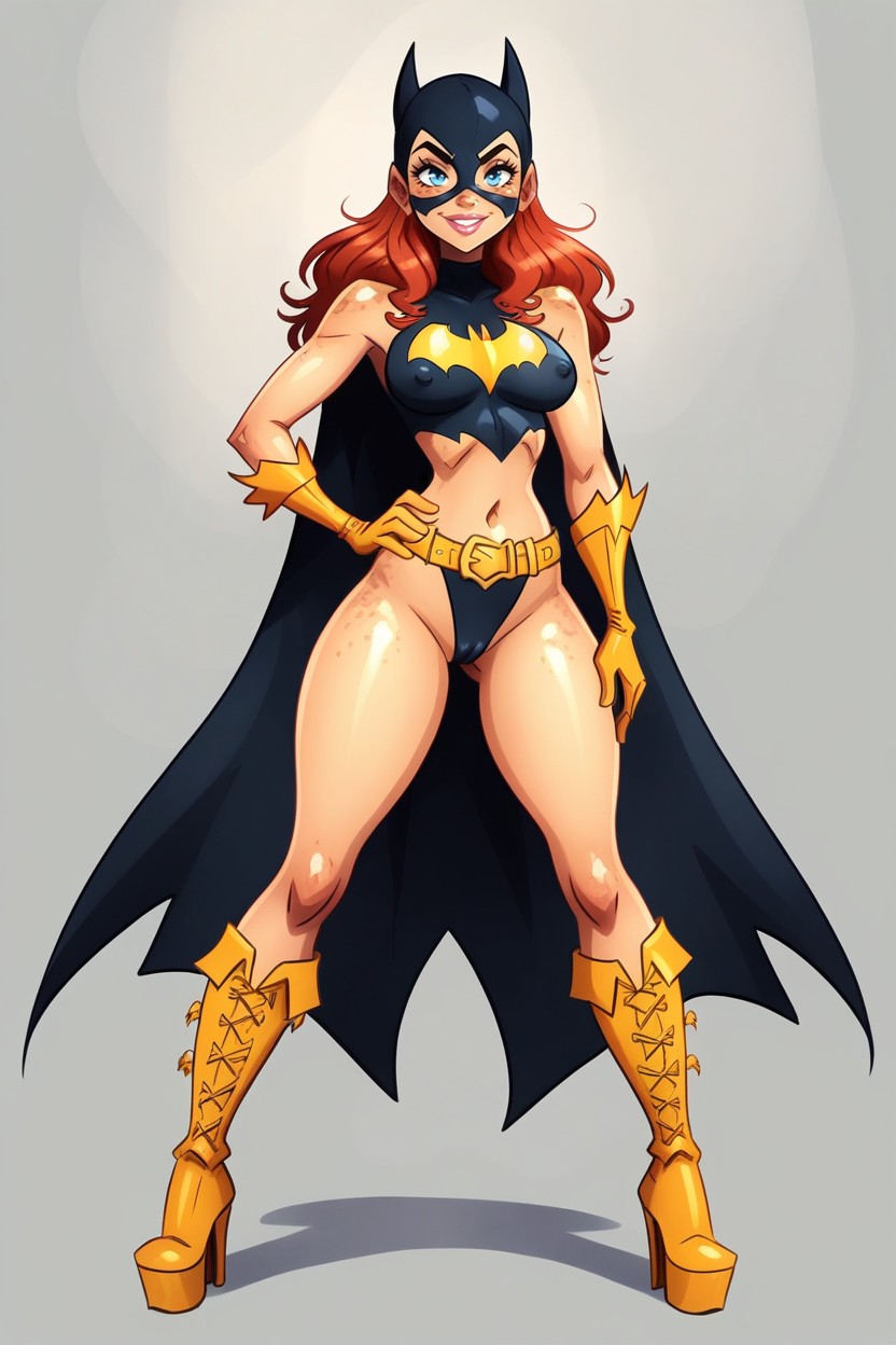 Simple Dark Gray Background, Calf High Boots, Perfect Pretty Face Under Mask Hentai AI Porn