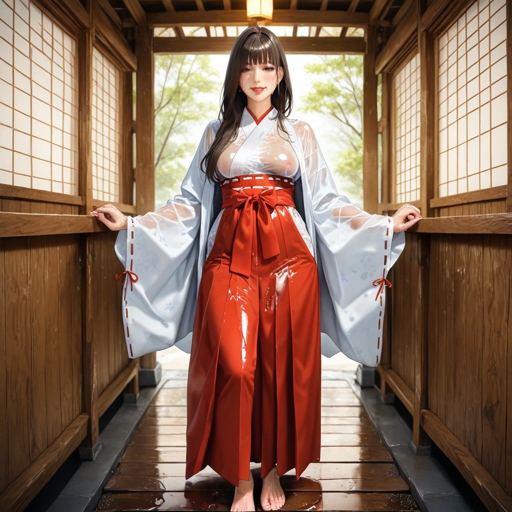 Crazy Bukkake, Shrine Maiden Costume, Wet Clothes AI Porn