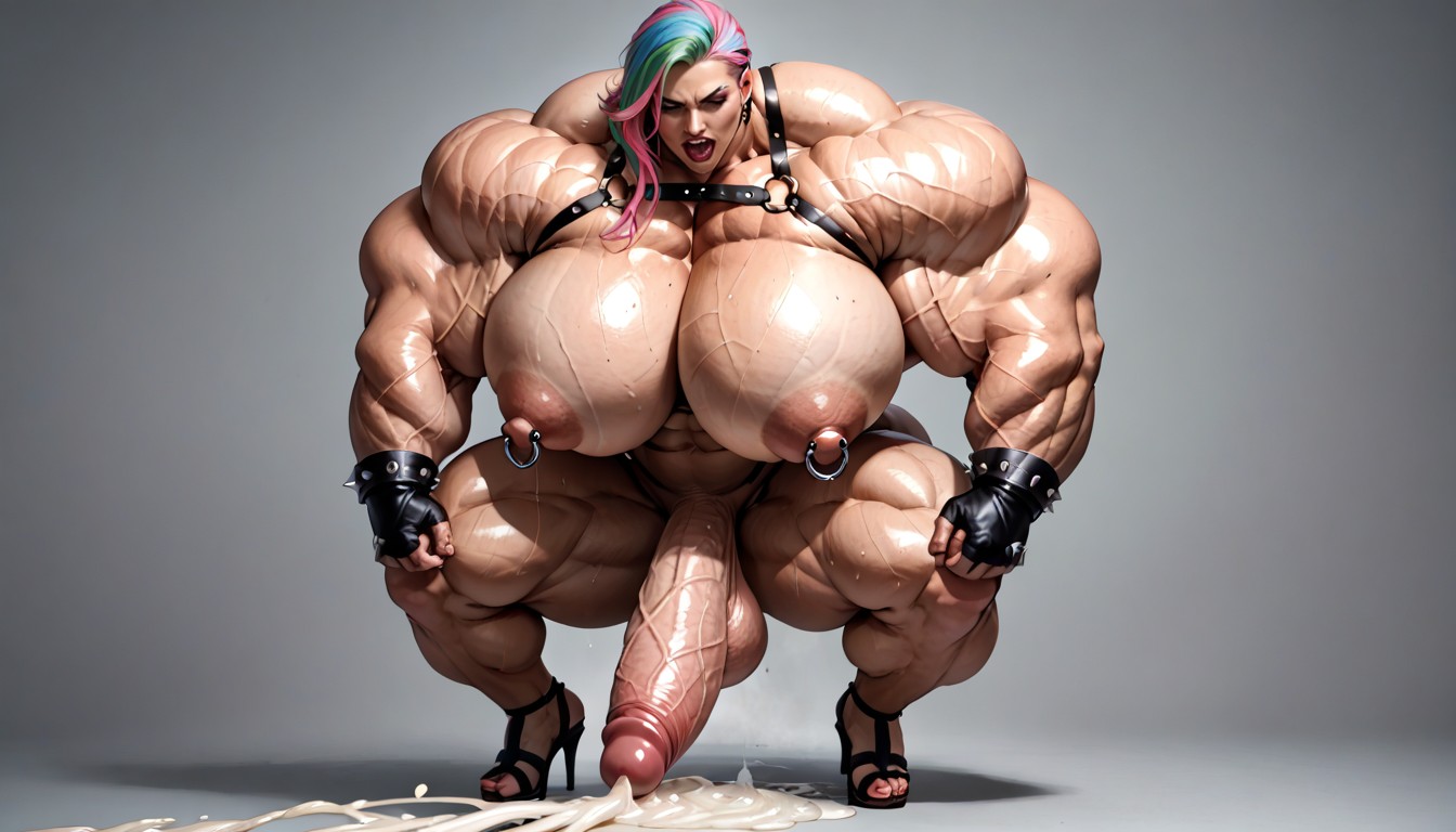 Extremely Muscular, Massive Veiny Abs, Hyper Veiny Quads Shemale AI Porn