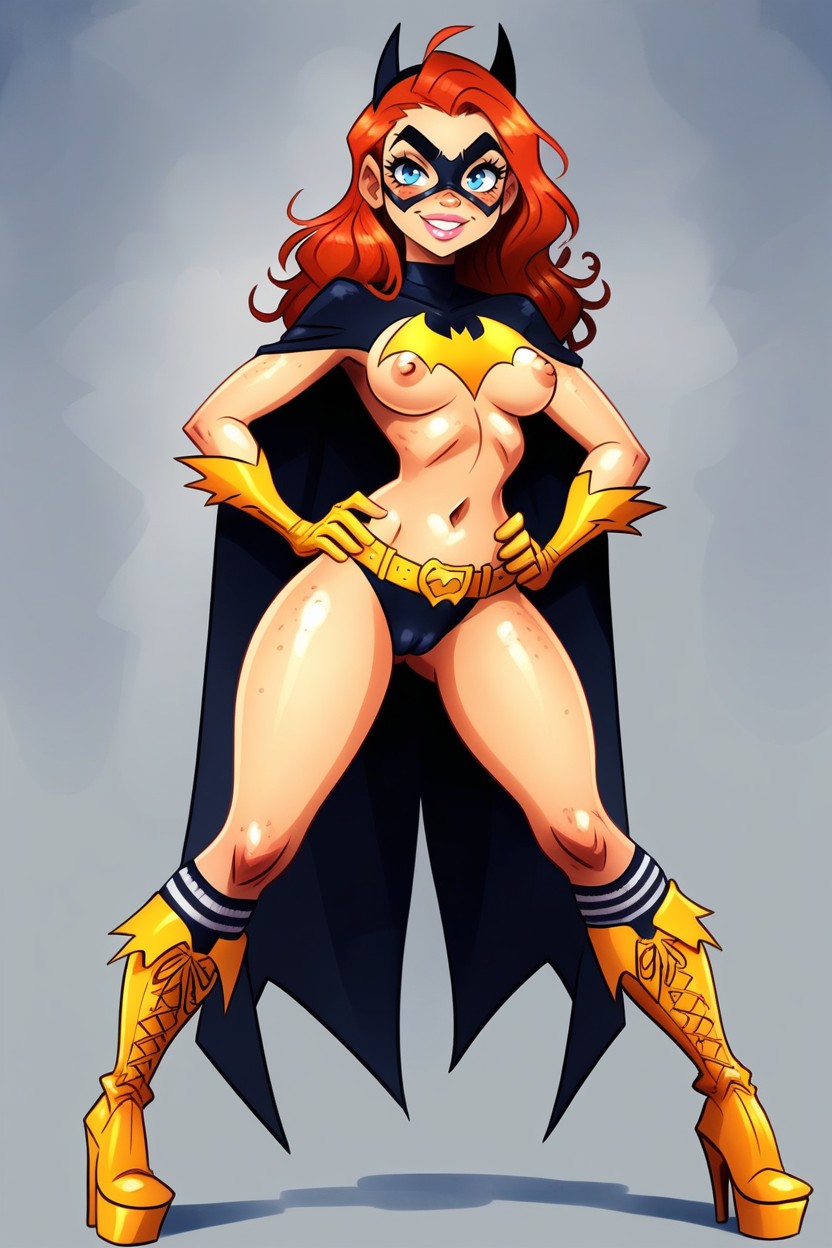 Cape, Athletic Microbottoms, Simple Dark Gray Background Hentai AI Porn
