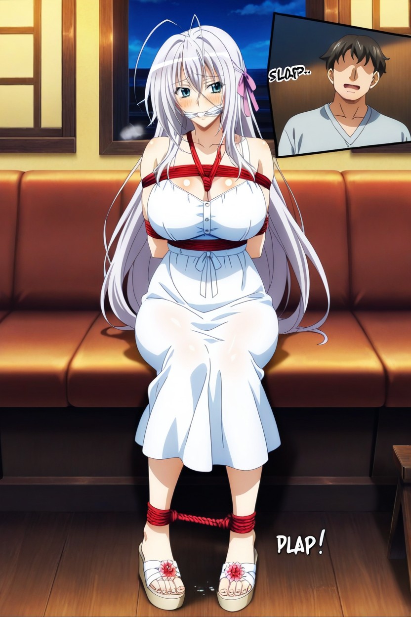 Shibari, Warm Colors, Wedge Heeled Flops Hentai AI Porn
