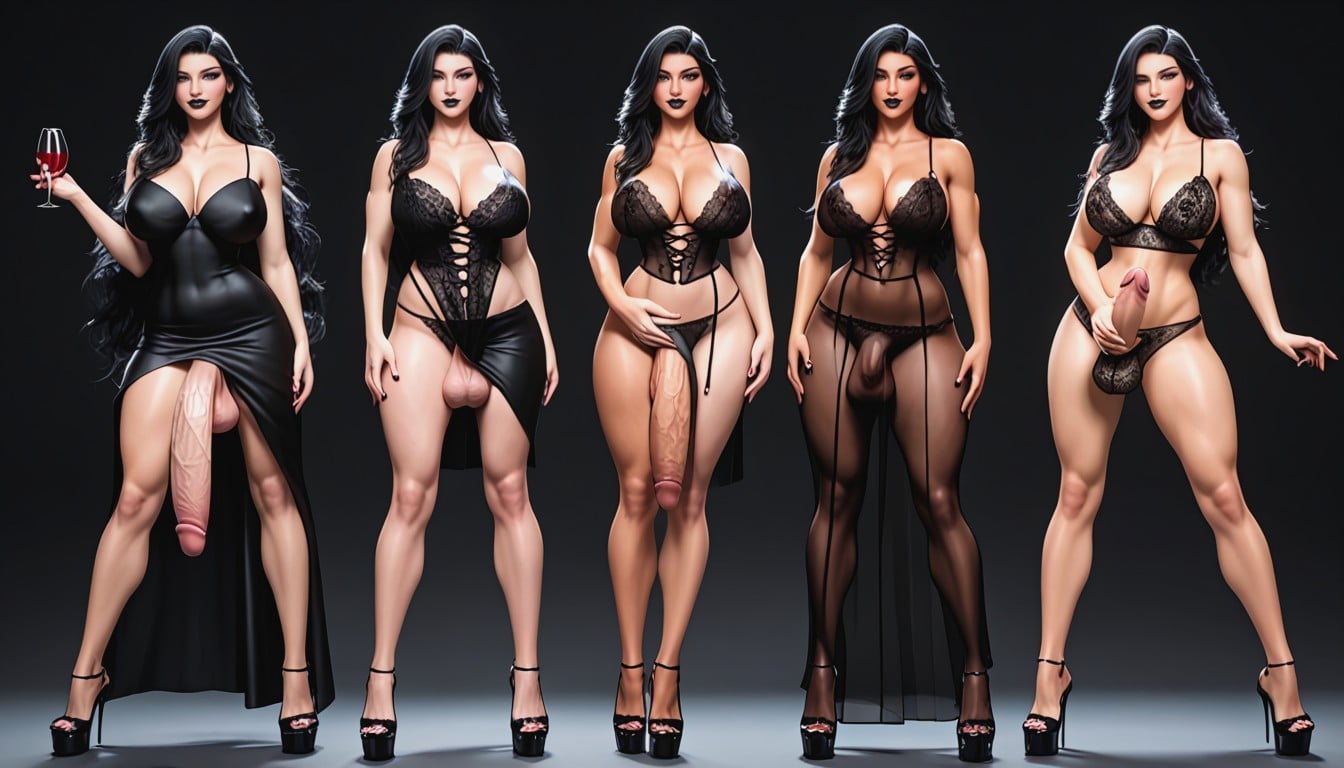 Perfect Symmetrical Face, Gothic Atmosphere, Exquisite Italian Futanari Porno IA transsexuelle