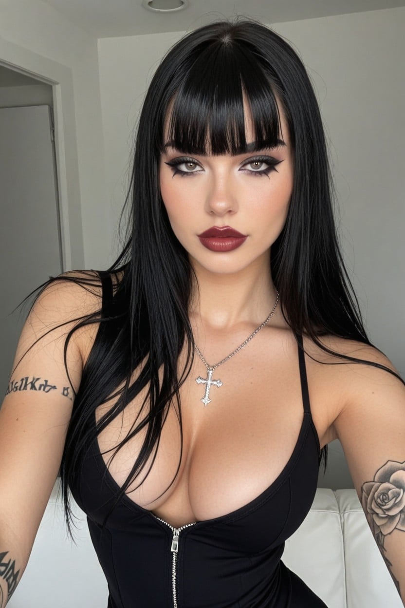 Goth Chick, Heavy Eye Makeup, Smooth Face Porno IA