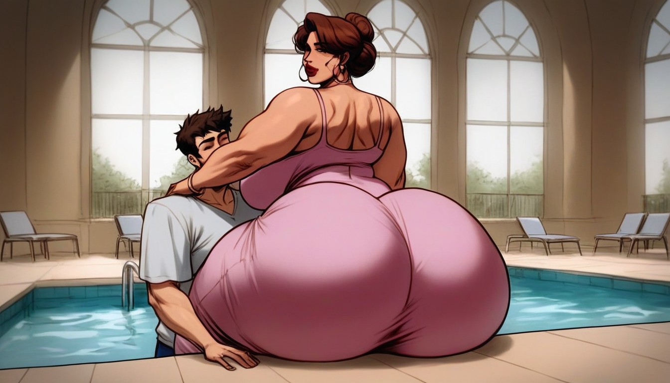 Bigger Female Milf, Ass Stain, Man AI Porn