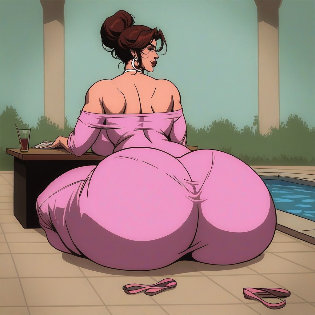 Man Greets Milf, Pink Dress, Man Shirtless Porno IA