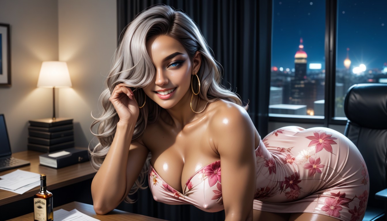 Laughing, Ash Hair, Latina AI Porn