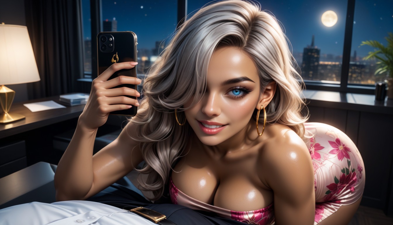 Looking Up At Viewer, Showing Off Curvy Body, Culo Masivo Porno IA