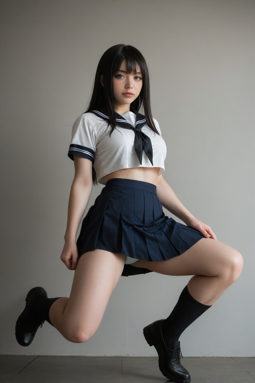 Ultra Pale Skin, Fringe Bangs, Waist Porno IA