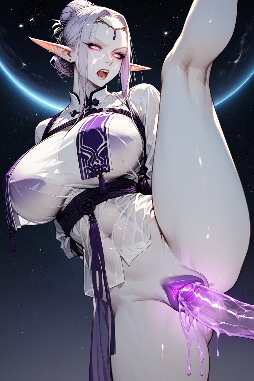 One Leg Is Planted On The Ground, Purple Nails, Penis Inside Pussy Furry AI Porn