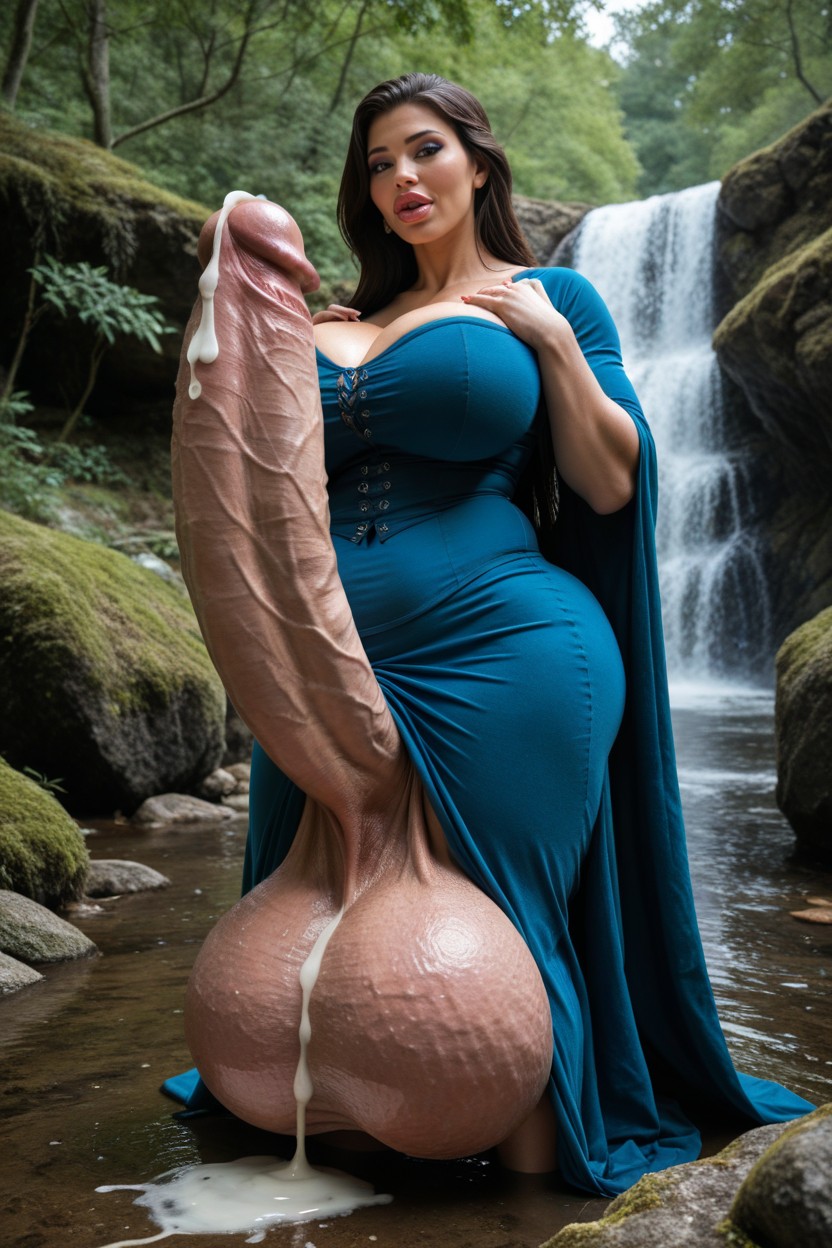 Standing, Hyper Oversized Balls, Wide Swollen Balls AI Porn
