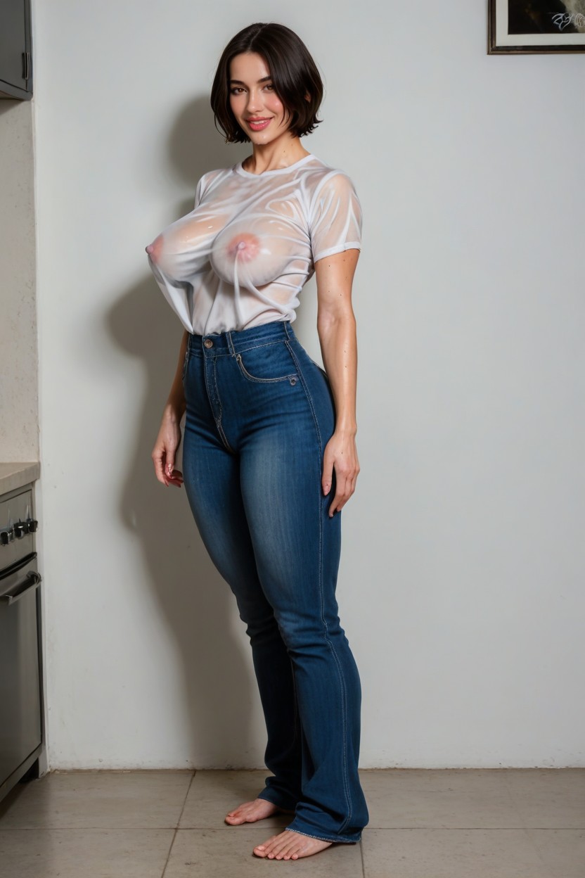 See Through Clothes Clothes Hug Her Curves, Award Winning Picture, Excessive Detail AI Porn