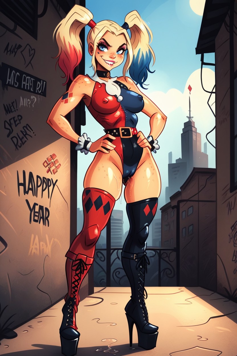 Freckles, Long Legs, Harley Quinn Squad Hentai AI Porn