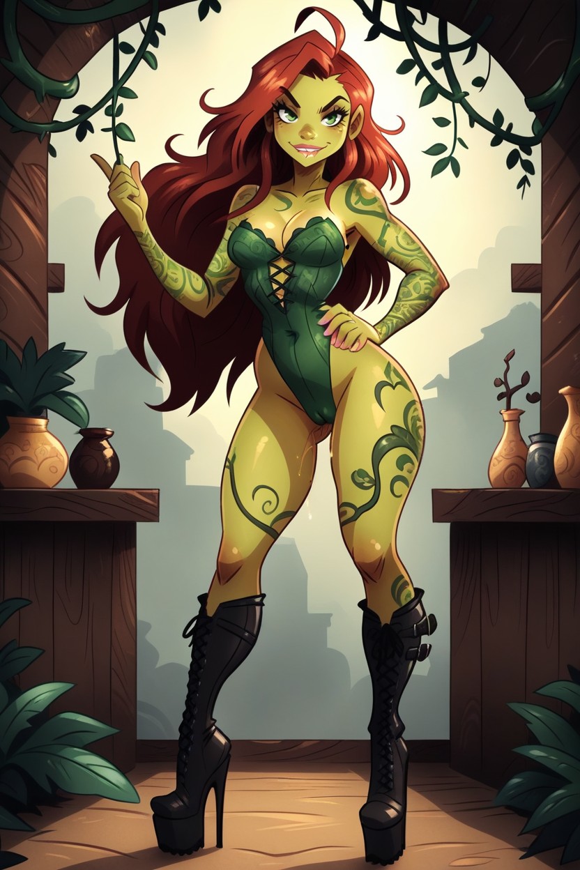 Rich Green Skin, Long Legs, Green House Hentai AI Porn