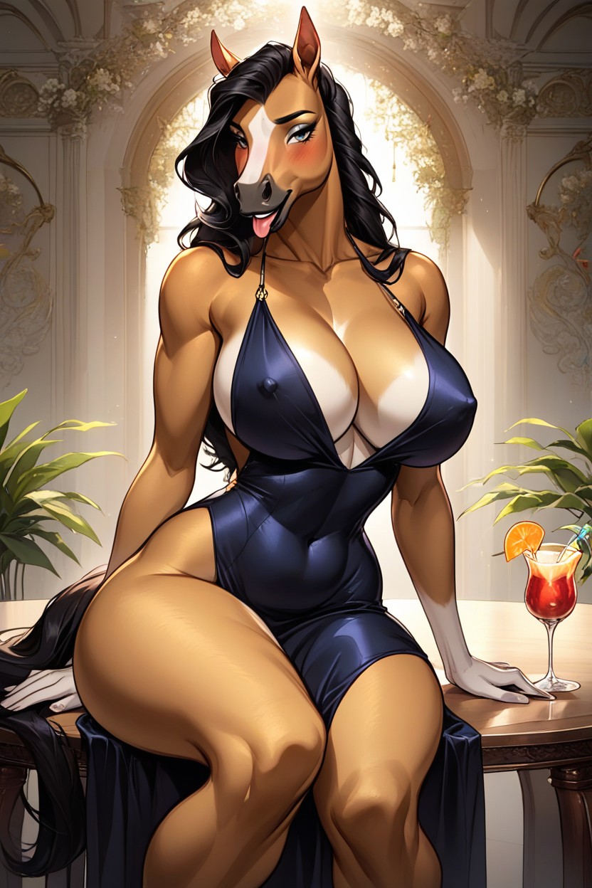 Horny, Black Hair, Detailed Face Furry AI Porn