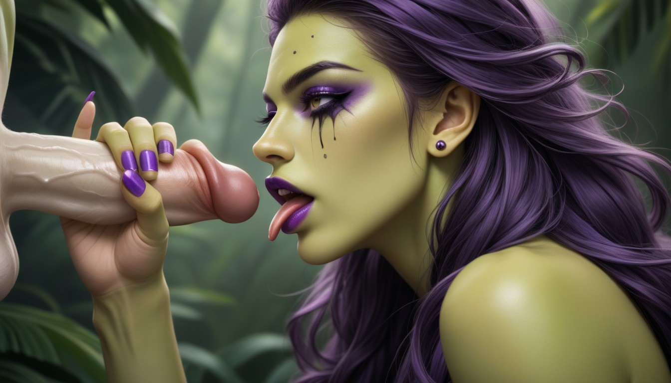 Side View, Green Skin, White Cock Hentai AI Porn