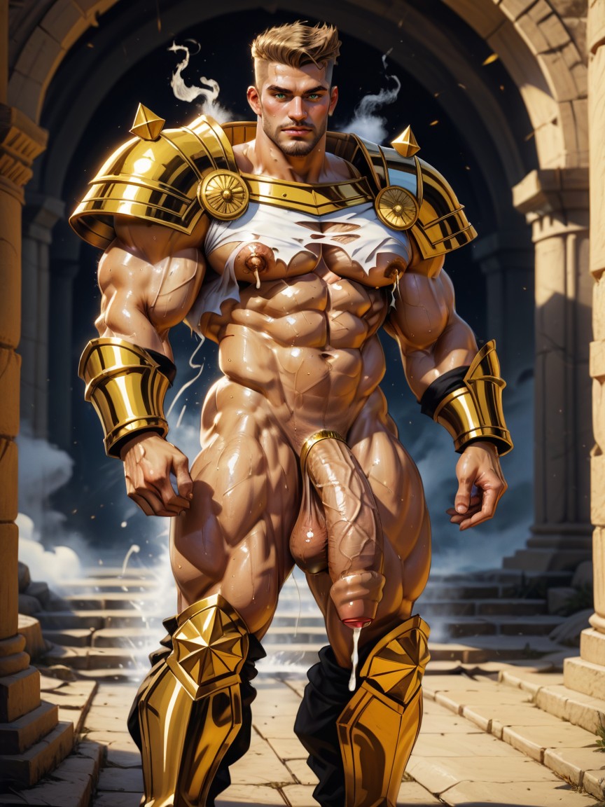Full Body View, Massive Nipples, Armor Boots Porno IA Gay