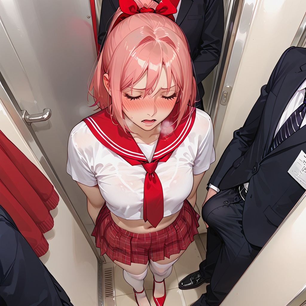 Dressed Up, Red Plaid Skirt, Pink Hair Bow Hentai AI Porn