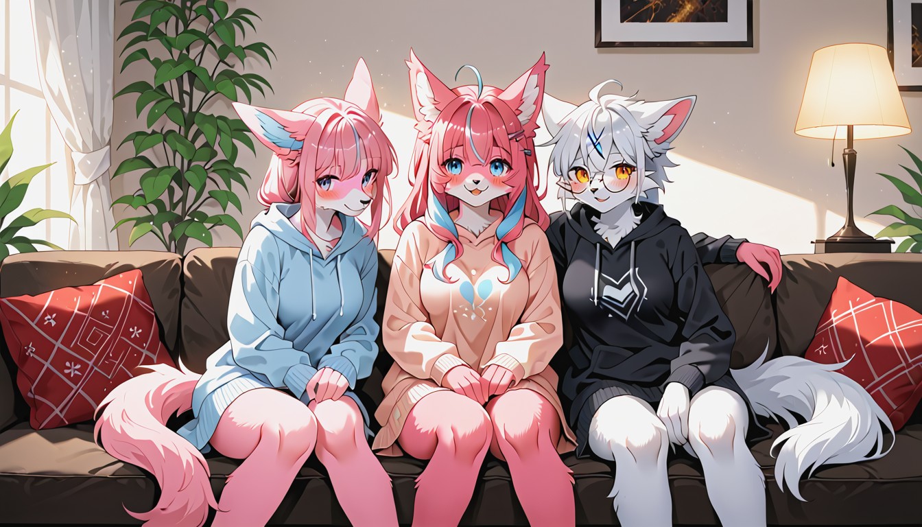 And Folded Wings, Fluffy, A Cozy Sweater Furry AI Porn