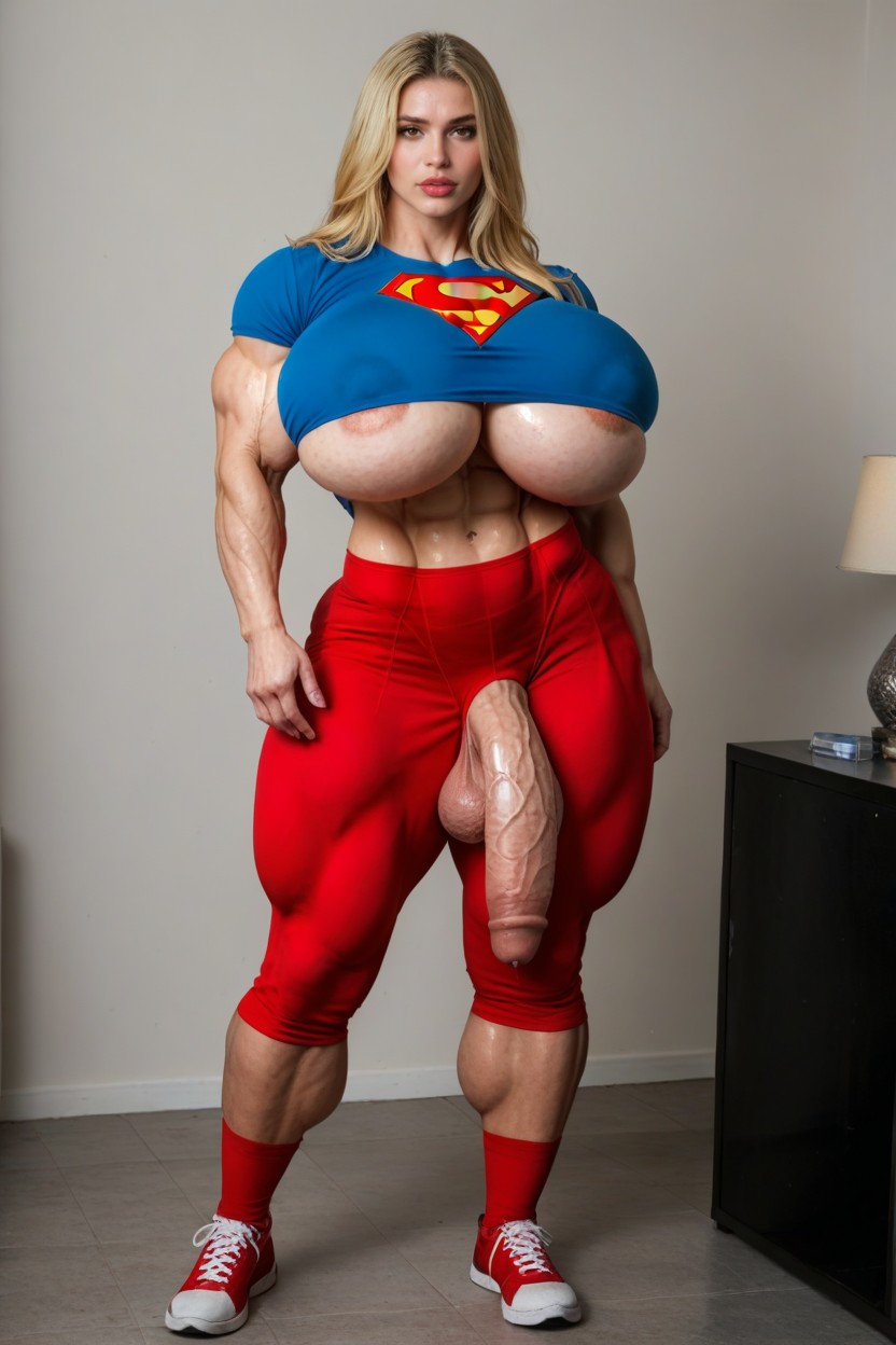 Busty Lips, Supergirl Cape, Hyper Gigantic Muscles 人妖AI黃片